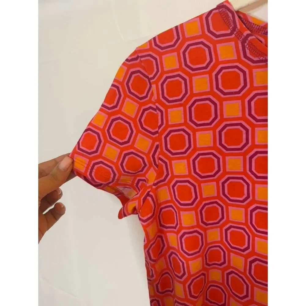 NWOT Tory Burch Louis T-shirt Geometric Vivid Orange Octagon Women's sz. S